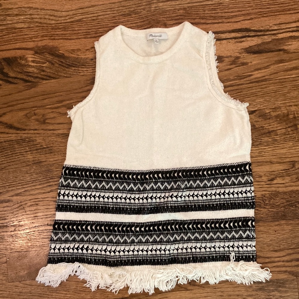 Madewell women’s sleeveless sweater size xs off-white and black boho